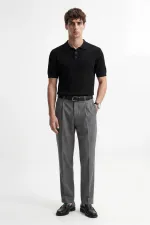 T-shirt homme Antioch noir en maille texturée à col polo