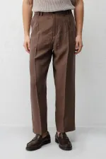 Pantalon homme Antioch Coffee Lyocell coupe décontractée plissé