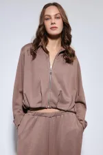 Antioch Bej Volümlü Ceket Ve Paça Lastikli Eşofman Takım