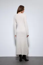 Antioch Off-White Knit Dress with Slit Detail