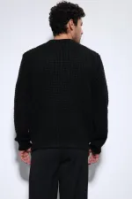Pull Antioch noir en maille texturée pour homme