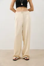 Pantalon large beige clair Antioch pour femme avec détails de pinces