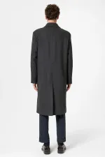 Antioch Antrasit Yün Karışımlı Balıksırtı Kruvaze Erkek Kaban