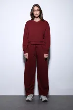 Pantalon de survêtement Antioch Burgundy Basic à jambes droites pour femmes