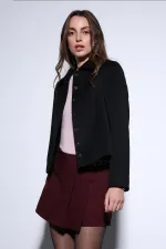 Veste courte en cachemire à col chemise noir Antioch