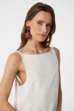 Antioch Ecru Linen Blend Women's Mini Dress