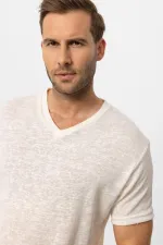 T-shirt basique Antioch écru à col en V pour homme