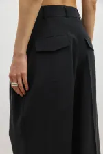 Antioch Siyah Lyocell Karışımlı Geniş Paça Kadın Pantolon