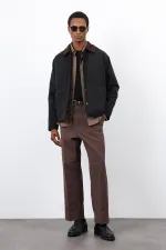 Antioch Siyah Kontrast Yaka Erkek Mont