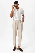 Polo blanc Antioch à col zippé pour homme