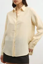 Chemise rayée Antioch jaune 100 % lyocell pour femme avec mouchoir