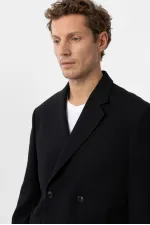 Antioch Siyah Relax Fit Keten Karışımlı Erkek Blazer Ceket