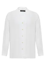 Antioch White Mandarin Collar Long-Sleeved Men's Shirt
