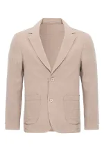 Antioch Beige Unlined Men's Blazer Jacket with Patch Pockets