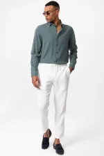 Antioch Green Linen Blend Men's Shirt