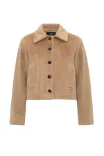 Manteau court en fausse fourrure Antioch Camel pour femme