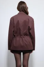 Antioch Bordo Ayarlanabilir Bele Sahip Kısa Trençkot