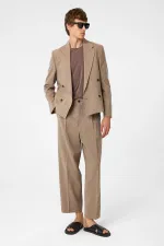 Antioch Kahve Yüksek Bel Pileli Relax Fit Erkek Pantolon