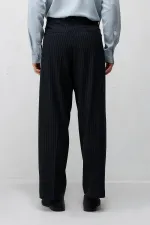 Antioch Koyu Lacivert Relaxed Fit Çizgili Erkek Takım Elbise