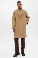 Antioch Dark Beige Oversize Double-Breasted Men's Coat