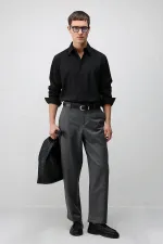 Antioch Black Modal Blend Textured Men's Shirt