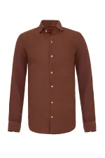 Antioch Men's Shirt with Coffee Collar and Button Detail, 100% Linen