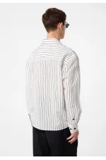 Antioch Beyaz Relax Fit Çizgili Erkek Gömlek