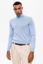 Pull en maille pour garçon Antioch Bebe bleu à col roulé