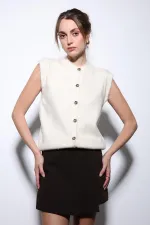 Antioch Ekru Dokulu Kadın Triko Yelek