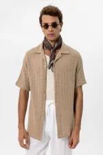 Antioch Vizon Apaş Yaka Kare Örme Erkek Gömlek