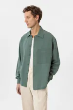 Chemise décontractée pour homme Antioch Green en lin mélangé
