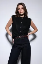 Antioch Siyah Dokulu Kadın Triko Yelek