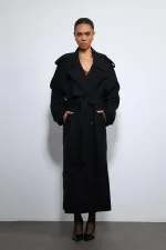 Antioch Black Oversize Belted Coat