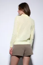 Pull en maille à motif Antioch jaune à col polo pour femme