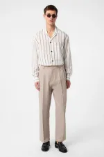 Antioch Bej Yüksek Bel Pamuklu Erkek Pantolon