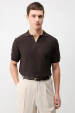 T-shirt en maille texturée haut de gamme Antioch Coffee pour homme