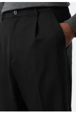 Antioch Siyah Relax Fit Çizgili Erkek Pantolon