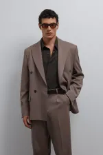 Antioch Vizon Relax Fit Kruvaze Erkek Blazer Ceket