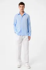 Antioch Bebe Blue Relax Fit Striped Boys' Shirt