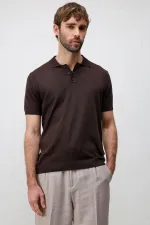 T-shirt en maille pour homme Antioch Coffee Comfort Slim à col polo