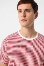 T-shirt rayé rouge Antioch coupe classique pour homme