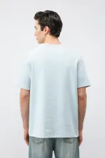 T-shirt basique Antioch bleu clair pour homme, coupe classique