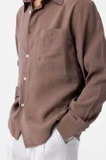 Antioch Kahve Modal Kumaş Relax Fit Erkek Gömlek