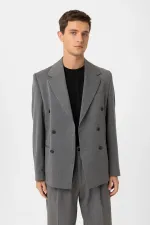 Antioch Grey Relax Fit Double-Breasted Men's Blazer Jacket