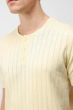 Antioch Yellow Textured Men's Knit T-Shirt