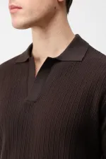 T-shirt en maille texturée haut de gamme Antioch Coffee pour homme