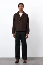 Antioch Coffee Double-Breasted Short Men's Coat