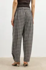 Pantalon à carreaux Antioch Coffee pour femme, ourlet ajustable