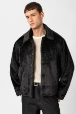 Antioch Black Relax Fit Soft Textured Men's Jacket