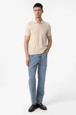 T-shirt en maille à col Apache 100% coton Antioch Stone